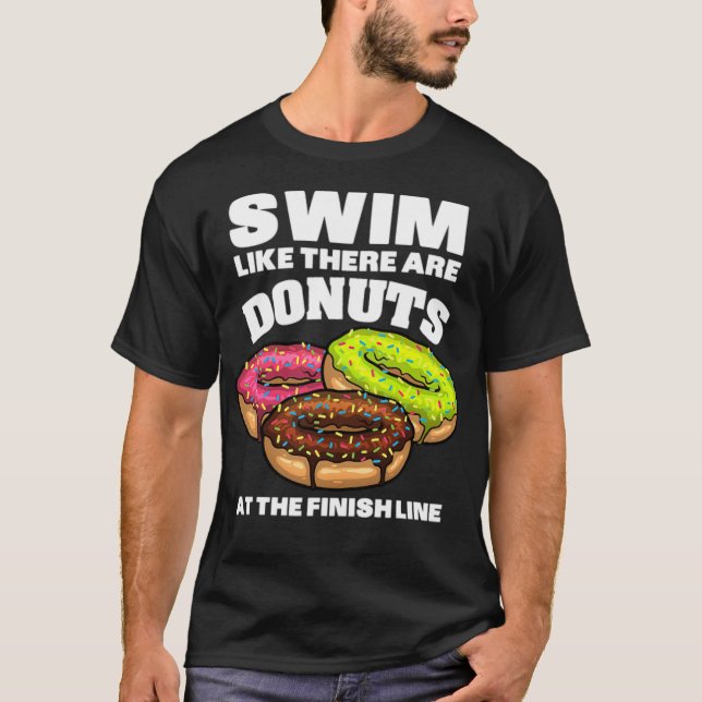 Funny Swimming Donut Design Men Women Swimmer drun T-Shirt (Front)