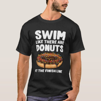 Funny Swimming Donut Design Men Women Swimmer Spor T-Shirt