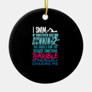 Funny Swimming Gift  A Swimmer Ceramic Ornament