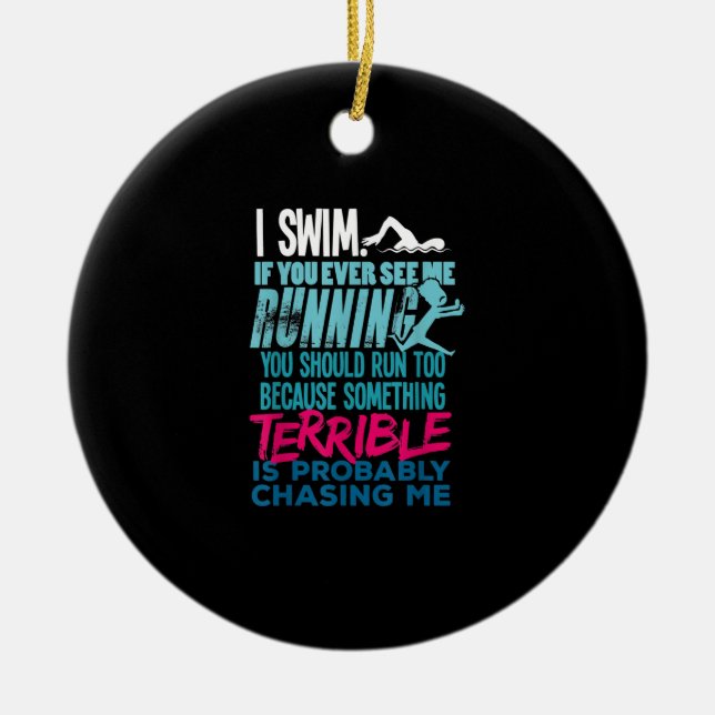 Funny Swimming Gift  A Swimmer Ceramic Ornament (Front)