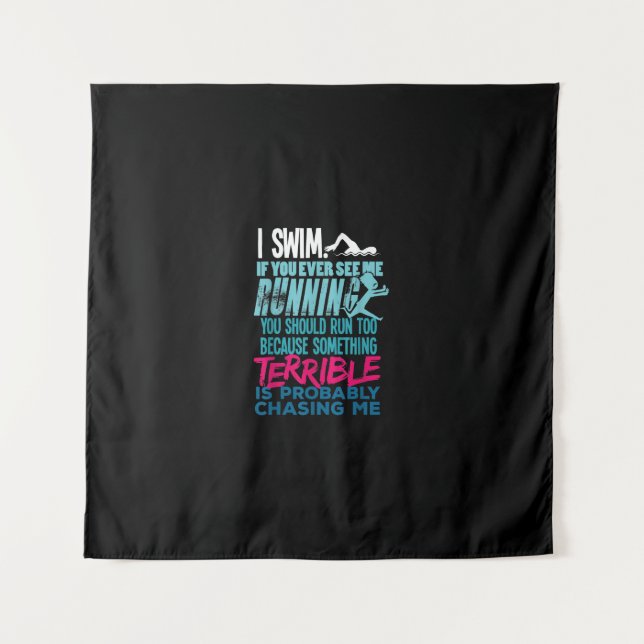 Funny Swimming Gift  A Swimmer Tapestry (Front)