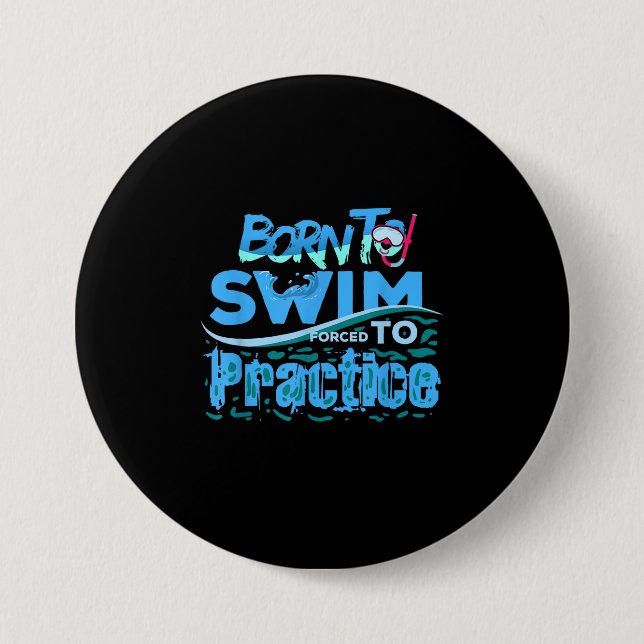 Funny Swimming Gift  Swimming Design Button (Front)