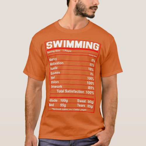 Funny Swimming Nutrition Facts Swimmer  T_Shirt
