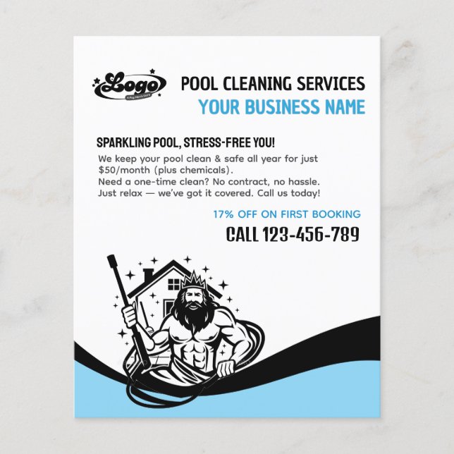 Funny Swimming Pool Cleaning Advertising Fly Flyer (Front)