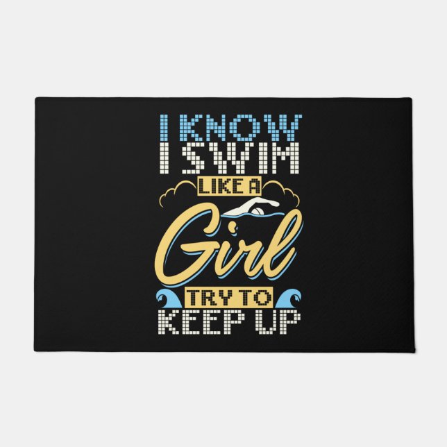 Funny Swimming Quote Doormat (Front)