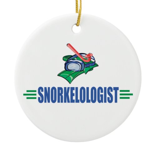 Funny Swimming, Snorkel Ceramic Ornament