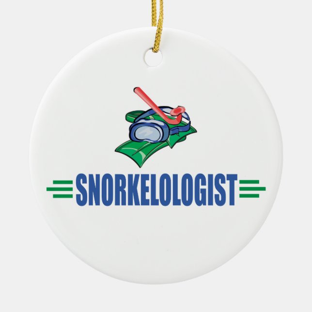 Funny Swimming, Snorkel Ceramic Ornament (Front)