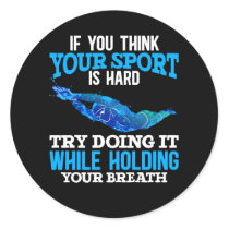 Funny Swimming Sport Swimmer Skill Classic Round Sticker