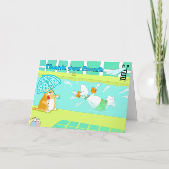 Funny swimming thank you coach card (Front)