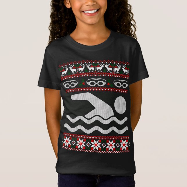 Funny Swimming Ugly Christmas Sweater (Front)