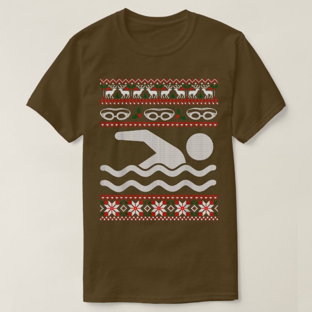 Funny Swimming Ugly Christmas Sweater  (Design Front)