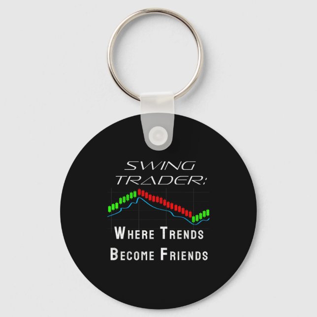 Funny Swing Trader Trading Stock Market  Keychain (Front)