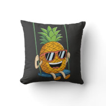 funny swinging pineapple swinger Throw Pillows