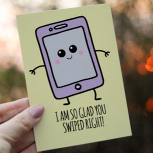 Funny Swipe Right Kawaii Phone Valentines Day Holiday Card