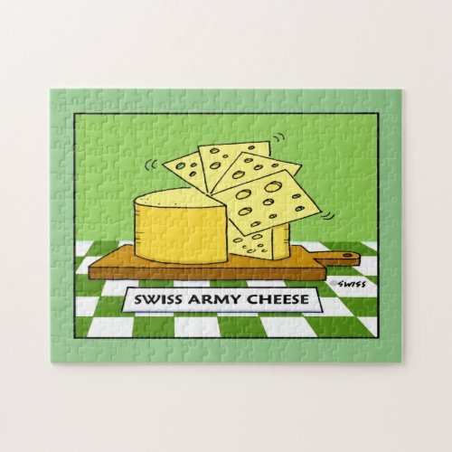 Funny Swiss Army Cheese Cartoon Jigsaw Puzzle