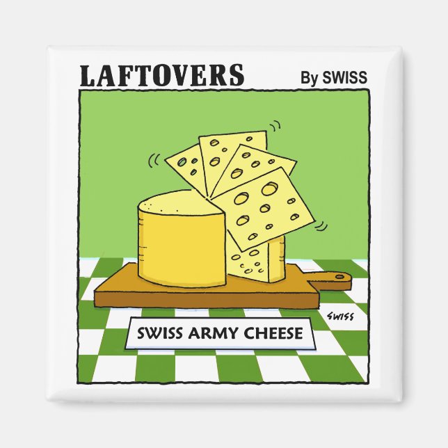Funny Swiss Cheese Cartoon Tasting Party Favors Magnet (Front)