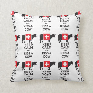 Funny Swiss Pillow - Keep Calm and Kiss a Cow