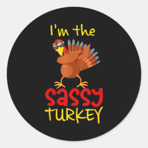 Funny Sy Turkey Matching Family Group Thanksgiving Classic Round Sticker