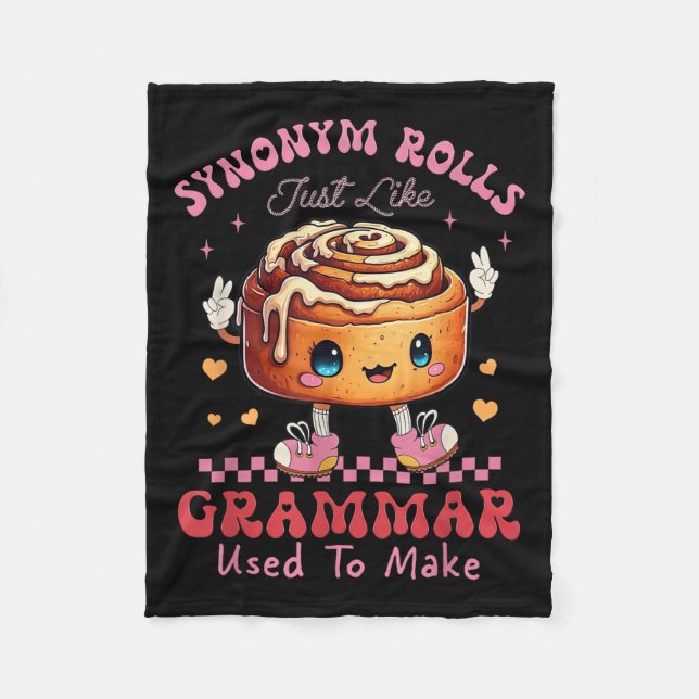 Funny Synonym Rolls Joke Cinnamon Rolls Grammar Pu Fleece Blanket (Front)