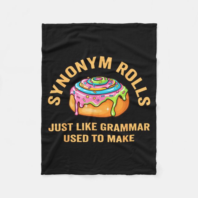 Funny Synonym Rolls Joke Cinnamon Rolls Grammar Pu Fleece Blanket (Front)
