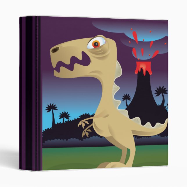 Funny T-Rex and Volcano Notebook Binder (Front/Spine)