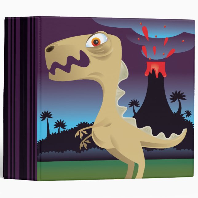 Funny T-Rex and Volcano Notebook Binder (Front/Spine)