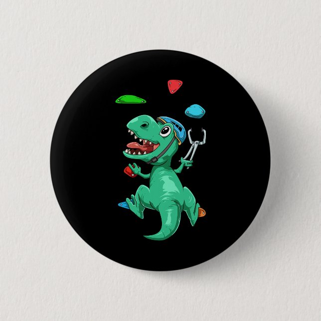 Funny T-rex Bouldering And Climbing Gift  Button (Front)
