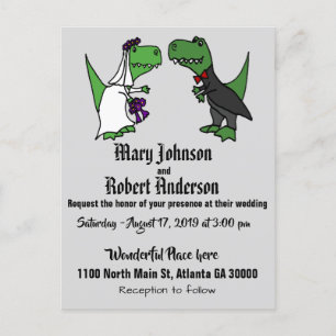 Funny T-rex Bride and Groom Wedding Invitation