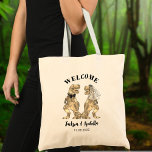Funny T Rex Bride and Groom Wedding Welcome Tote Bag<br><div class="desc">Welcome your wedding guests with this funny dinosaur T Rex bride and groom tote. Add all the days survival favors like bottled water, tablets for headaches and toys and table games for children attending the event. Easy to customize with the bride and grooms names and the wedding date. T Rex...</div>
