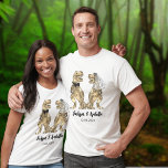 Funny T-Rex Bride & Groom Dinosaur Wedding T-Shirt<br><div class="desc">Delight your wedding guests with this funny dinosaur T-Rex bride and groom dinosaur wedding t-shirt. Easy to customize with the bride and grooms names and the wedding date. Fun prehistoric T-Rex bride and groom dino illustrations with modern typography. Unique original artwork by artist Catherine Sweetman</div>