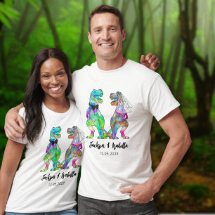 Funny T-Rex Bride & Groom Dinosaur Wedding T-Shirt