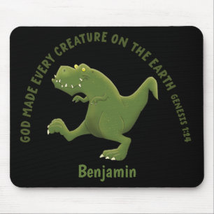 Funny T rex cartoon God made every creature Mouse Pad