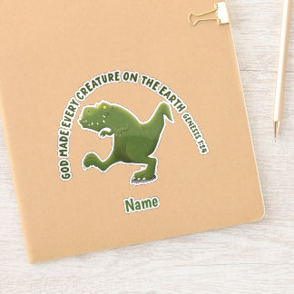 Funny T rex cartoon God made every creature Sticker