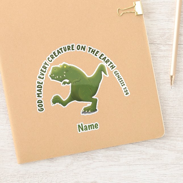 Funny T rex cartoon God made every creature Sticker (Notebook)