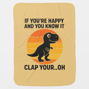 Funny T Rex Clap Your Oh Retro Dinosaur Joke Baby Blanket