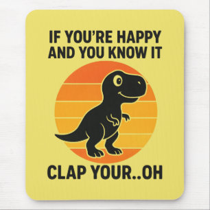 Funny T Rex Clap Your Oh Retro Dinosaur Joke Mouse Pad