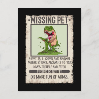 Funny T-Rex Dino Pet Dinosaur Joke Postcard