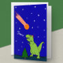 Funny T-Rex Dinosaur Asteroid Folded Holiday Card