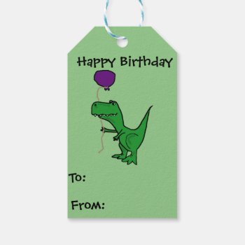Funny T-rex Dinosaur Birthday Gift Tag by inspirationrocks at Zazzle