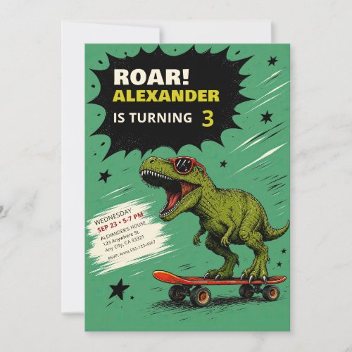 Funny T-Rex Dinosaur Birthday Party Invitation