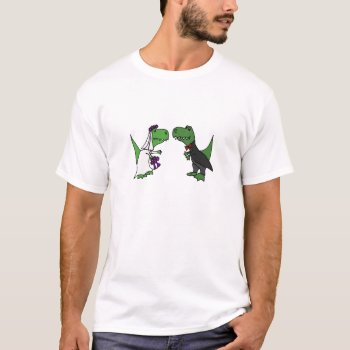 Funny T-rex Dinosaur Bride And Groom Wedding Art T-shirt by inspirationrocks at Zazzle