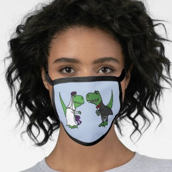 Funny T-rex Dinosaur Bride And Groom Wedding Face Mask by inspirationrocks at Zazzle
