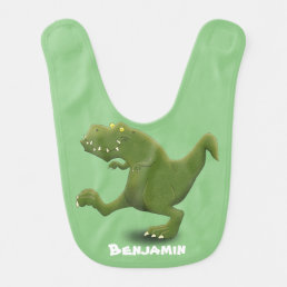 Funny T rex dinosaur cartoon humor Baby Bib