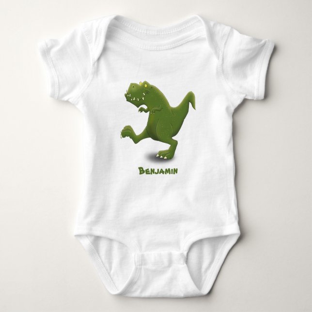 Funny T rex dinosaur cartoon humor Baby Bodysuit (Front)
