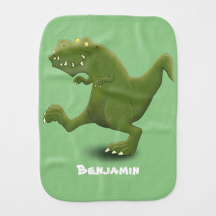 Funny T rex dinosaur cartoon humor Baby Burp Cloth