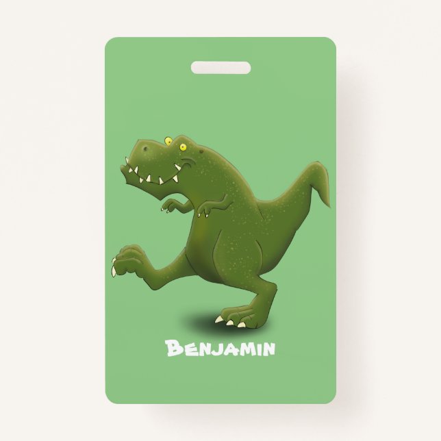 Funny T rex dinosaur cartoon humor Badge (Front)