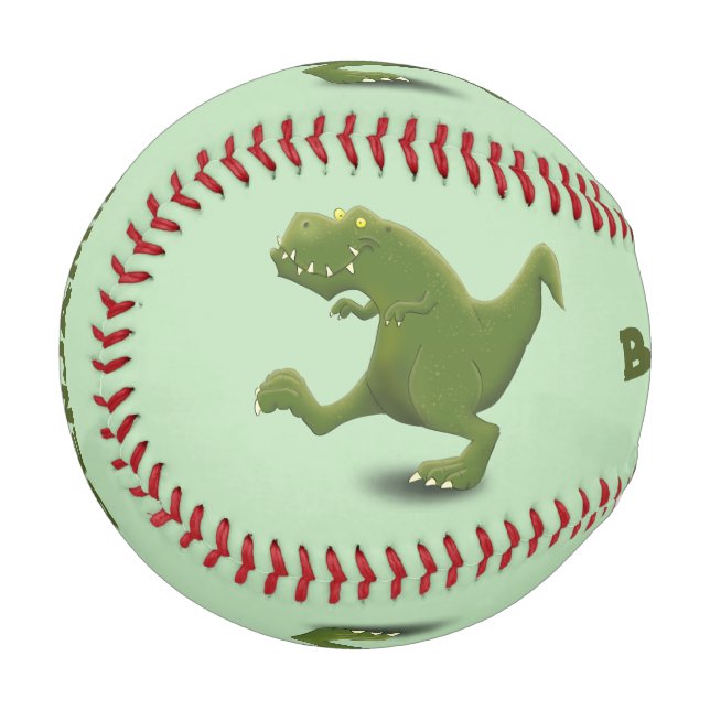 Funny T rex dinosaur cartoon humor Baseball (Front Left)