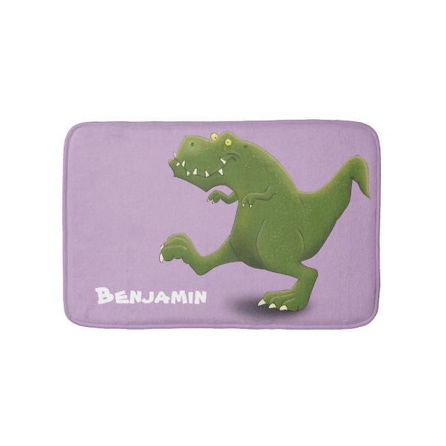 Funny T rex dinosaur cartoon humor Bath Mat (Front)