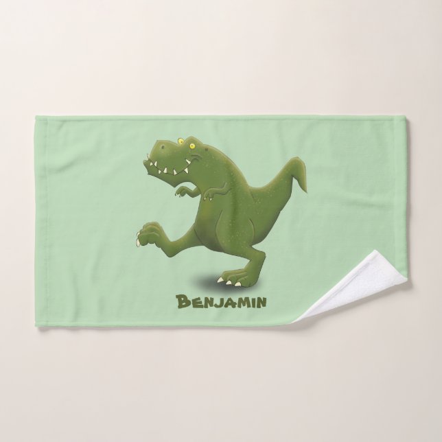 Funny T rex dinosaur cartoon humor Bath Towel Set (Hand Towel)