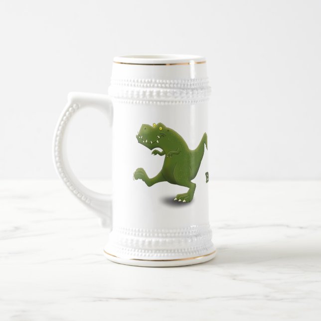Funny T rex dinosaur cartoon humor Beer Stein (Left)